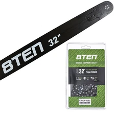 8TEN 32" Chainsaw Guide Bar & Chain .050 3/8 105DL for Husqvarna 372XP 365 395