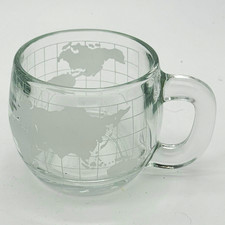Vintage 1970s Nestlé Nescafé World Globe Etched Glass Coffee Mug
