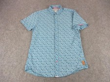 Scotch  Soda Amsterdam Shirt Mens Medium Blue Floral Short Sleeve Slim Cotton