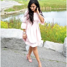 Eliza J Pale Pink Bell Sleeve Dress