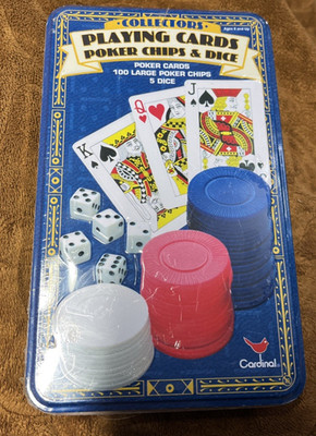 Deluxe Playing Cards Poker Chips & Dice by Cardinal New in Tin