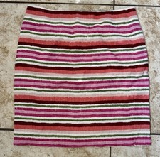 Talbots Womens Skirt Multicolor Stripe 100 Linen Back Zip Lined Size 4