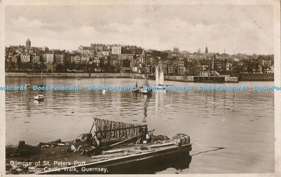 R024958 Blick auf den Petershafen vom Schlossspaziergang Guernsey RP 1927