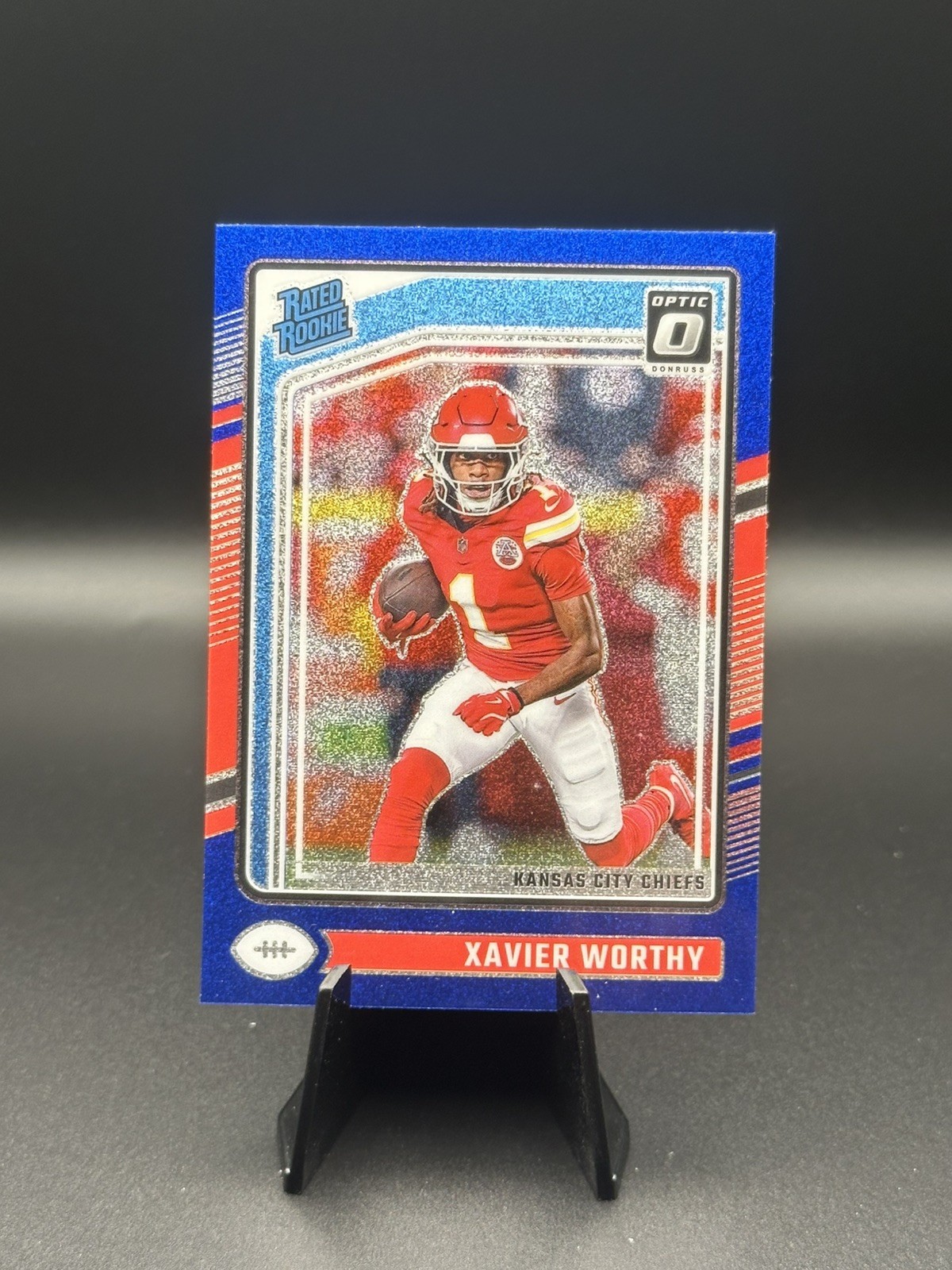 2024 Panini Donruss Optic - Rated Rookie Xavier Worthy #300 Blue Glitter Sparkle