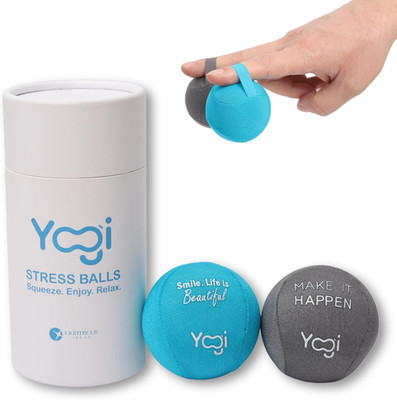 Yogi Stress Ball with Finger Grip Strap, Squeeze Ball for Anxiety Relief & Hand 
