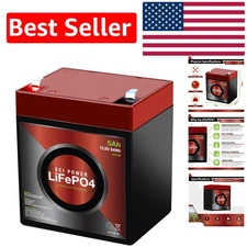 Rechargeable 12V 5Ah LiFePO4 Battery | 10- Life & Built-In Protection System