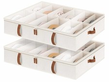 Shoe Organizer for Closet, Fits up to 24 Pairs, 2-Pack Ultra-thick Fabric Und...