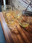 Set Of 4 - Blenko Style, MCM Honey Gold Roly Poly Low Ball Rocks Glasses