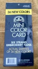 DMC Mini Color Card, 6 Strand Embroidery Floss Samples, 36 New Colors, NIP