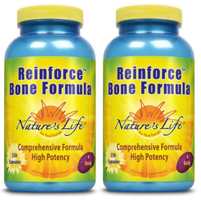 Nature s Life Reinforce Bone Formula 250 Capsules Each (Pack of 2)