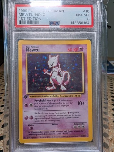 1999 Pokemon German 1st Edition Mewtu Holo Insert #10 PSA 8