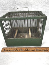 antique miner bird cage wood/wire canary wooden green paint early original 1800