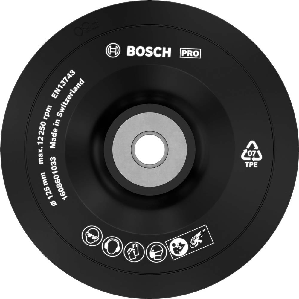 Plateau de ponçage Bosch 1608601033 haute durabilité en caoutchouc élastomère M14 125mm