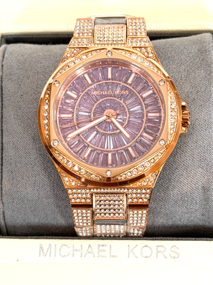 MICHAEL KORS MK6992 Lennox Womens Rose Gold-Tone Crystal Pave