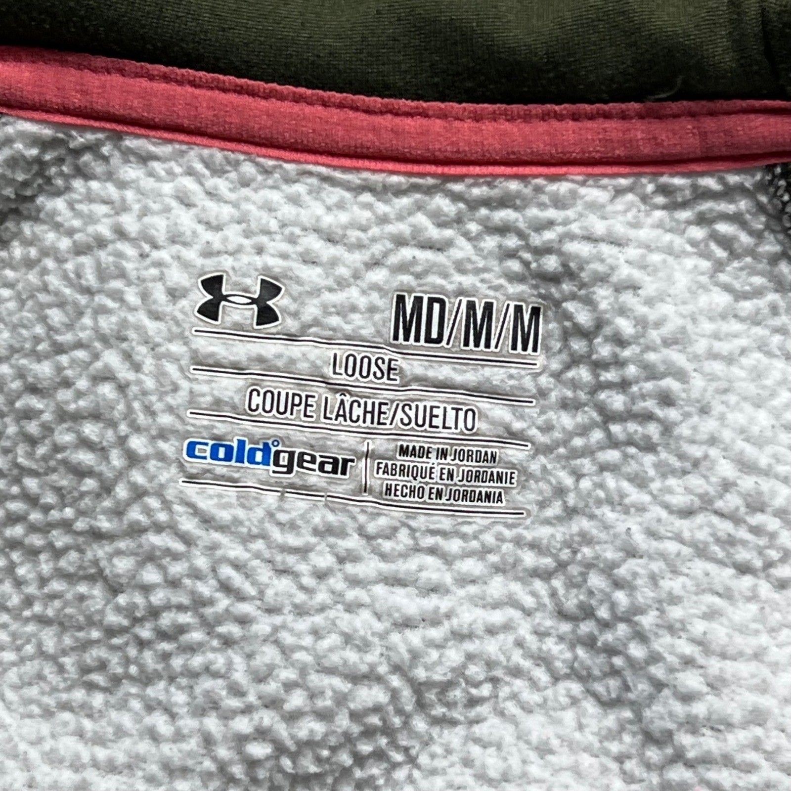 Under Armour Coldgear Camo Full Zip Hoodie Jacket Pink Logo RealTree Med Loose thumbnail 4