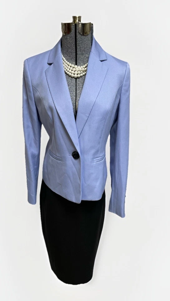 NUEVO $240 Le Traje Falda Traje Talla 6 Conjunto de Dos Piezas Bolsillos Femenino Viola Negro Foto 3 de 4