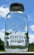 Vintage Ball Perfect Mason Half Gallon Jar Made In USA #13 Zinc Lid Clear Glass