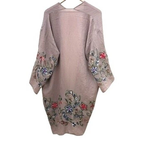 Plumero Kimono Moca Floral Bordado Talla Única Boho Festival Artístico Romántico Foto 2 de 4