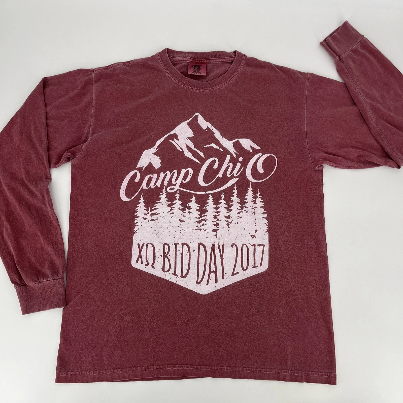 Chi Omega 2017 Bid Day Long Sleeve T-Shirt - Camp Chi O - Mens Medium Tee EUC