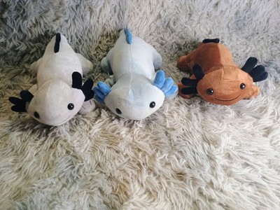 (3) Axolotl Plush Blue-Grey-Brown- Stuffed Animals around 12 Inch Cute!!