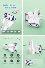 White QC3.0 48W Dual USB + Type-C PD Car Charger, Fast Charging Cigarette Lighte