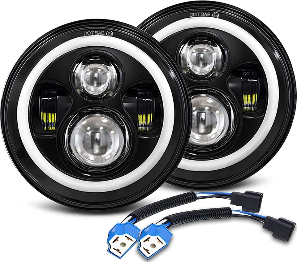 Proyector de haz alto bajo faros LED redondos de 7" para Volkswagen Beetle 50-79 2 piezas Foto 2 de 4