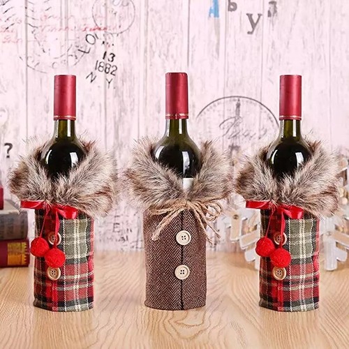 Cubierta de botella de vino de celosía regalo de Navidad, adornos, decoración hogar, | eBay