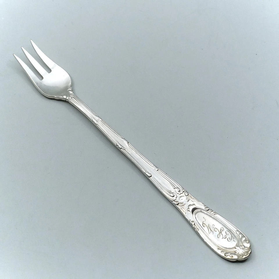 Old French (1889) Tiffany & Co Silverplate Set of 6 Cocktail Forks Monogram CHM - Image 3 of 4