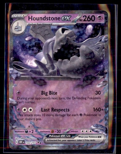 Pokemon Houndstone ex 102/197 Obsidian Flames Hyper Rare