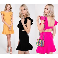 SALE - Women's Flutter Sleeve Cut Out Dress