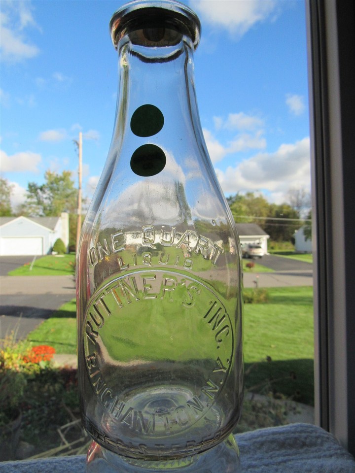 TREQ Milk Bottle Ruttner Ruttner's Inc Dairy Farm Binghamton NY BROOME
