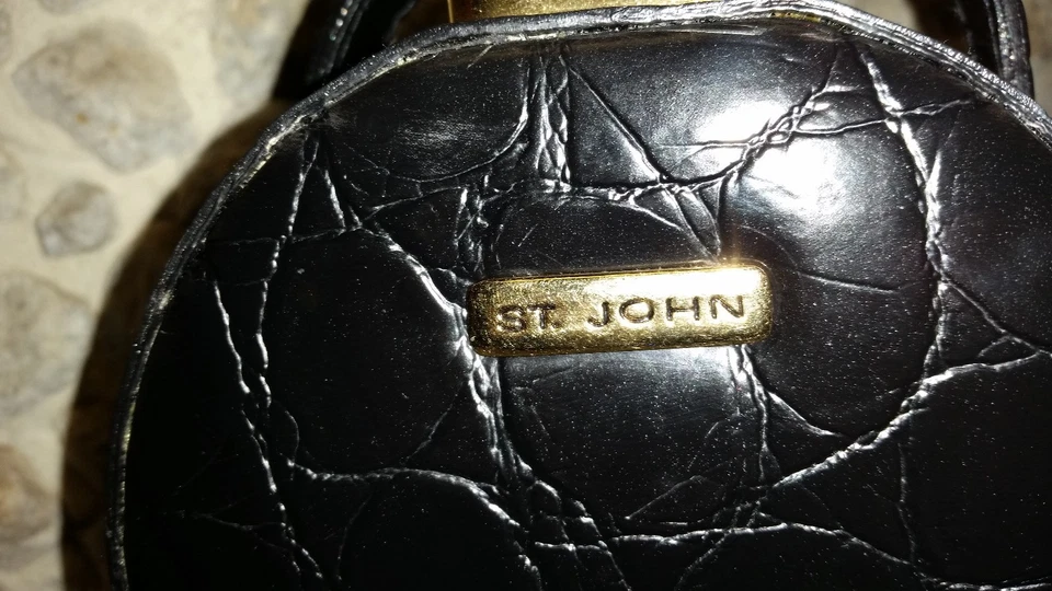 St. Johns pequeño cocodrilo sintético negro. bolso estampado con correa de cadena  Foto 3 de 4