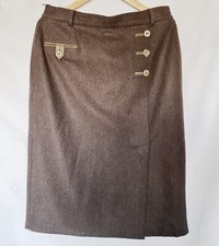 SKIRT VINTAGE TRACHTEN OKTOBERFEST DIRNDL TYROL BROWN WOOL WOMENS US 18 EU 46