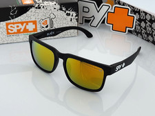 Spy Helm Promo Sunglasses Matte Black Orange Mirrored Lens White Logo NIB S11