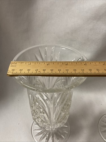 ST GEORGE Fine Lead Hurricane Crystal 2 Piece Candle Holders Made In USA NIB - Picture 6 of 8