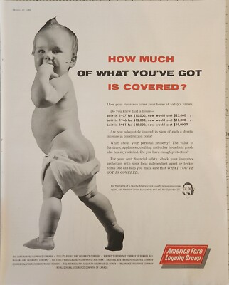 1958 America Fore Insurance Group Vintage Ad 13 x 10 how much is covered