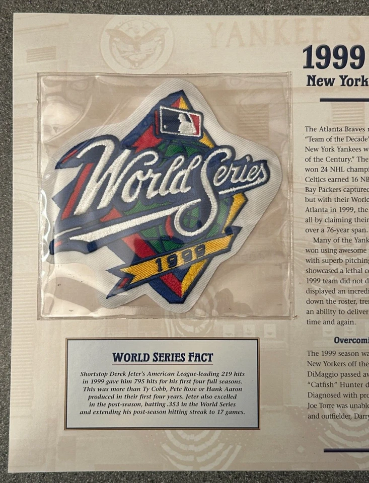 Parche oficial de béisbol MLB serie mundial de los Yankees de Nueva York 1999 Willabee Ward Foto 3 de 4