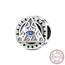 MULA Solid 925 Sterling Silver DIY Charm CZ Pyramid and Eye For Women Bracelet