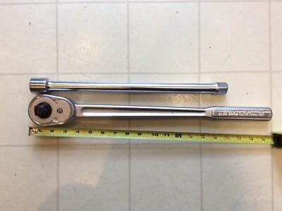 Vintage Craftsman 3/4'' Drive Ratchet -V- USA   Nice! W 16  Extension also USA