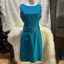 Calvin Klein Dress Women’s Teal Blue Belted Fitted size 6