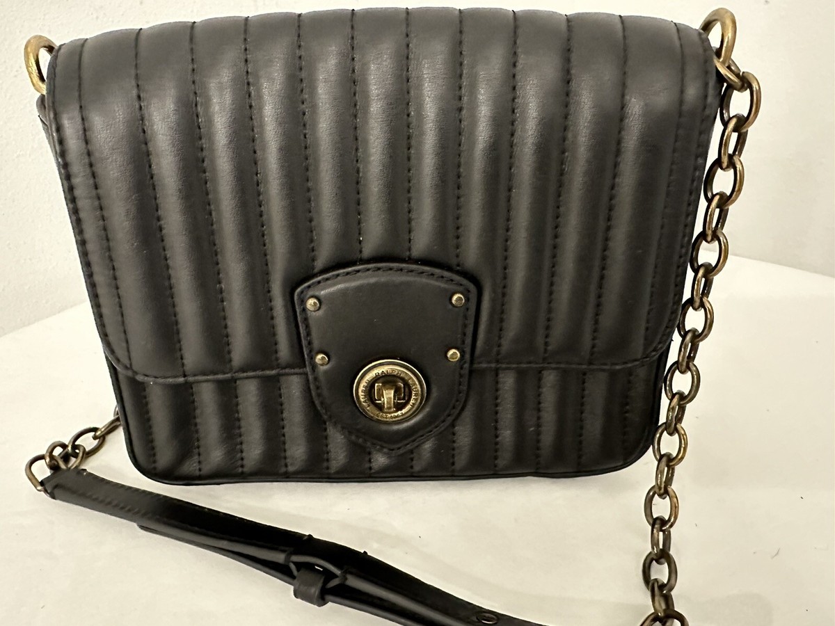 激安価格!Ralph Lauren Millbrook 上質レザーChain Crossbody Ralph Lauren Millbrook Black Quilted Leather Chain Strap
