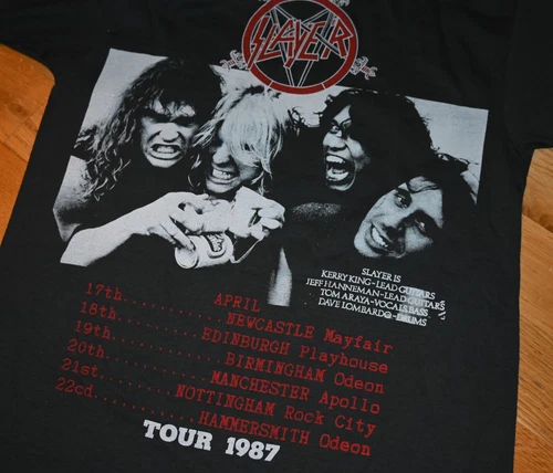 SLAYER rare Euro Tour concert tee shirt S 1980s vintage concert t-shirt, vintage, size S, single stitch, B+ condition