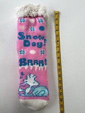 Sherpa Lined Non-Slip Peanuts Snoopy Snow Dog Christmas Slipper Socks NEW