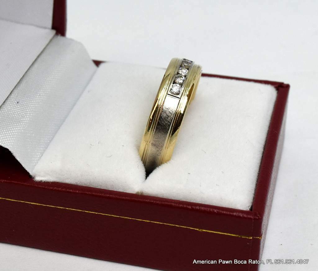 Malo 10k Two-Tone Diamond Wedding Band Ring Comfort Fit Size 10