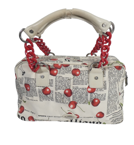 Borsa John Galliano Cherry Gazette giornale vintage Y2K borsetta Boston bag - Foto 3 di 20