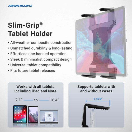 Arkon EXBK131 Clamp Post Universal Tablet Mount Compatible w/Apple, Samsung, etc - Picture 7 of 10
