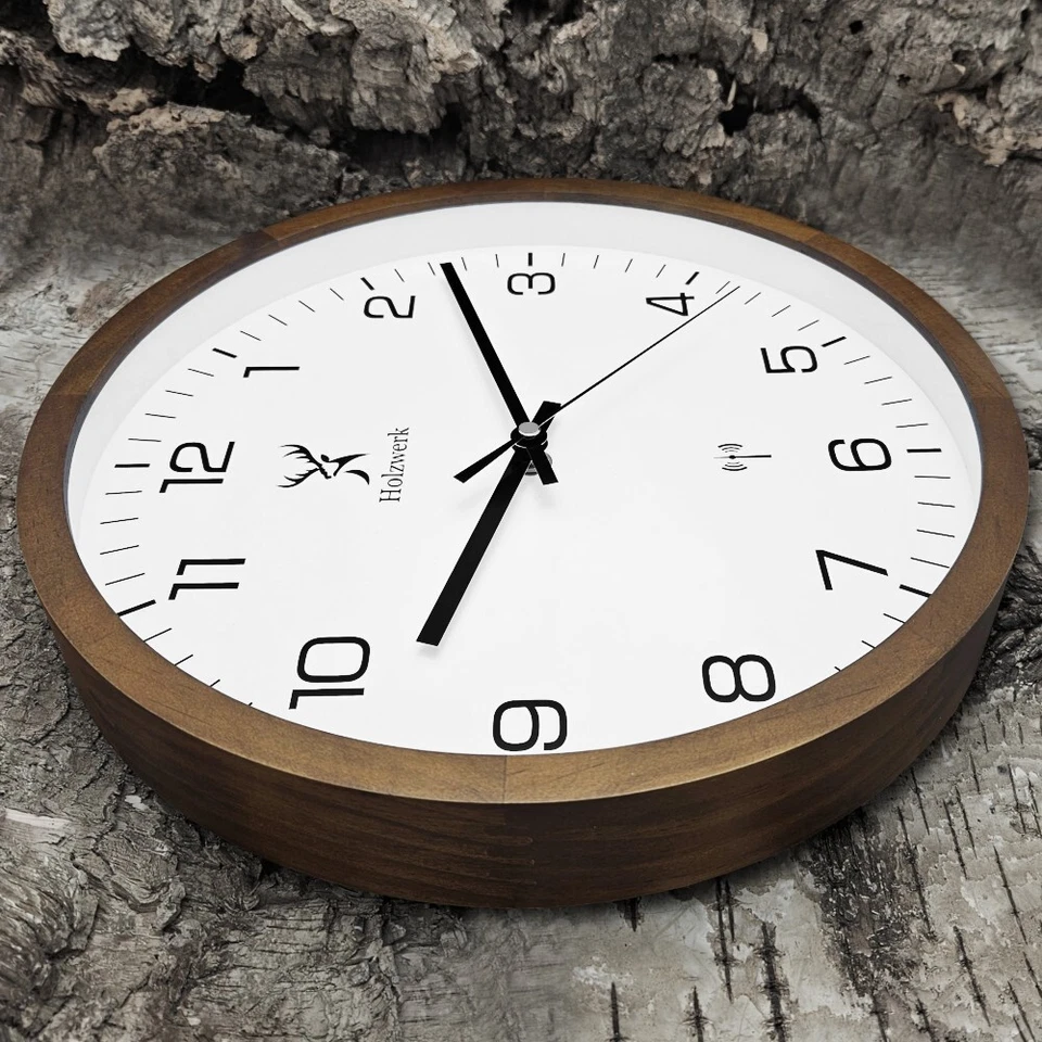 Holzwerk FELSBERG (FUNK) Holz Wanduhr, moderne 30 cm Ø Designer Funkwanduhr - Bild 2 von 4