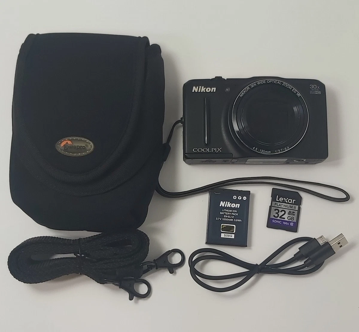 Nikon Coolpix S9700 Digital Camera Black-30x Optical Zoom-GPS-WiFi Tested Works