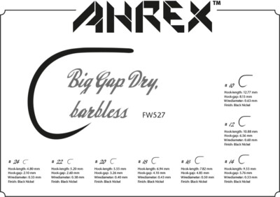 AHREX FW527 Big Gap Short Shank barbless 24 Haken