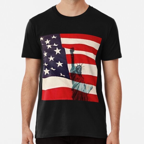 USA Flag Lady Liberty Design For Men Women T-Shirt S-5XL